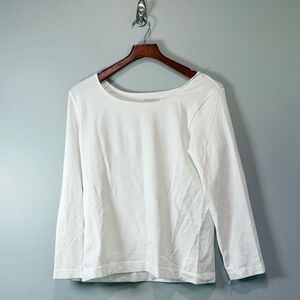 Shapermint Essentials Womens 4XL White Long Sleeve Scoop Neck Smoothing Top Tee